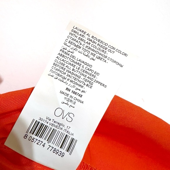 Piombo Linen Bright Orange Midi Skirt With attached Belt Size 6 Side Pocket NWT - Picture 12 of 12